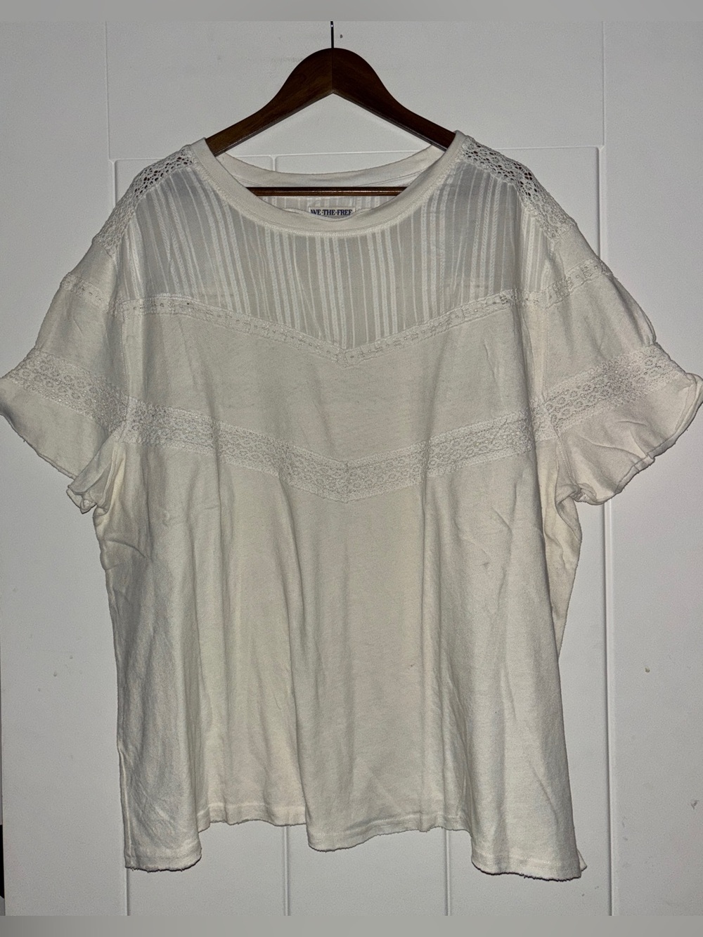 Free People We The Free Dorothy Tee Shirt In Ivory Women L Relax Fit Boho Chic